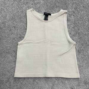 Forever 21 Halter Cropped Tank Top Kids Girls M/L Beige Textures Knit Stretch